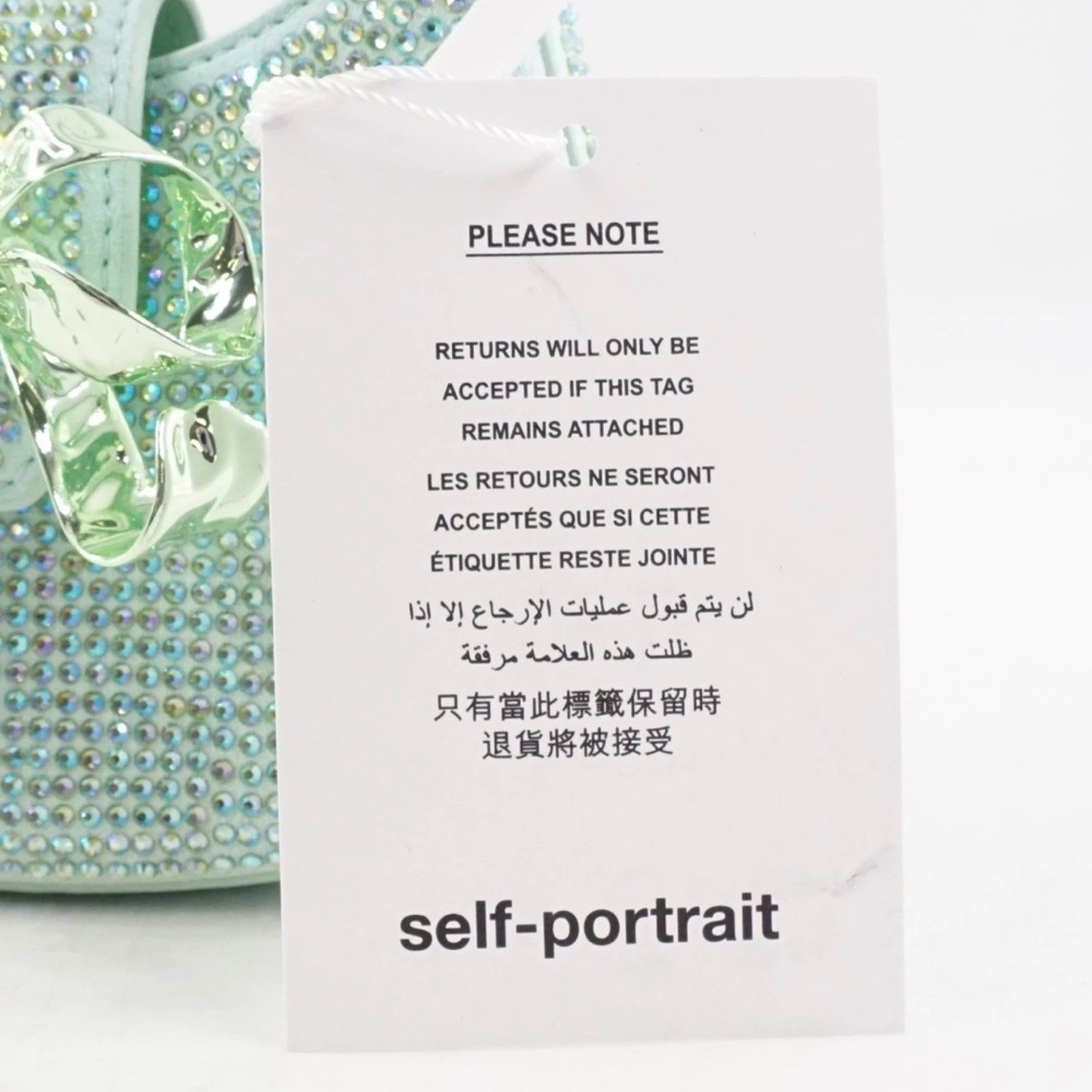 ❌SOLD❌ NWT [Self-Portrait] Crescent Bow Rhinestone Top Handle Mini Bag Green - Picture 16 of 16